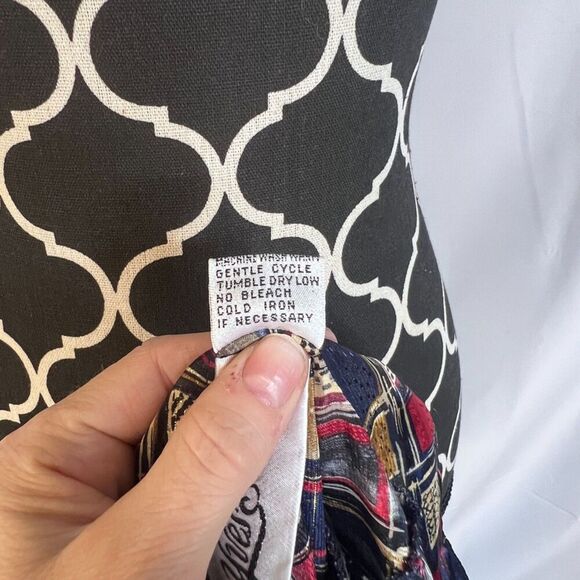 Yves St Clair Bold Maximal Square Print Mock Neck Long Sleeve Blouse Size 12 - Picture 6 of 8